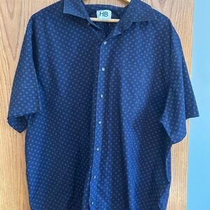 Men's Dark Blue Patterned Casual Shirt